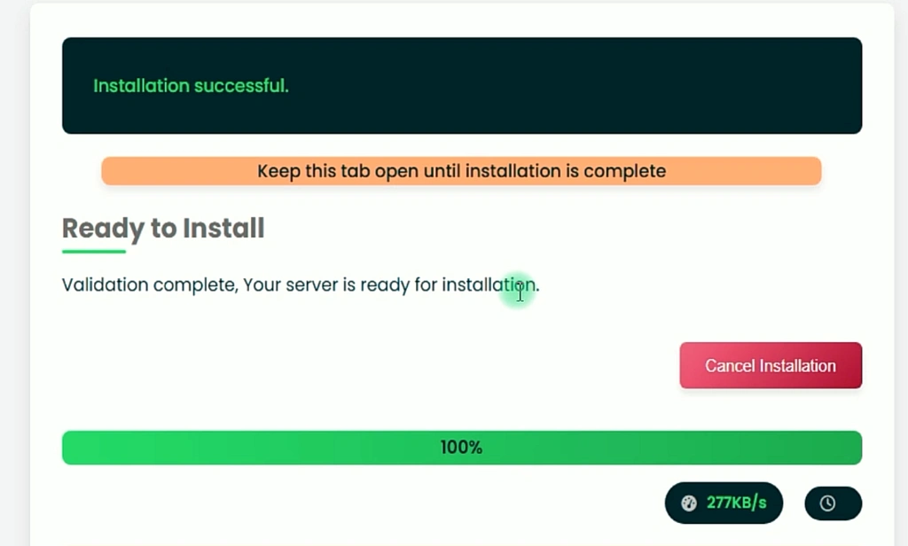 installation successfull