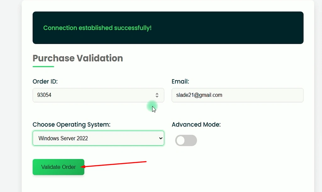 validate order details